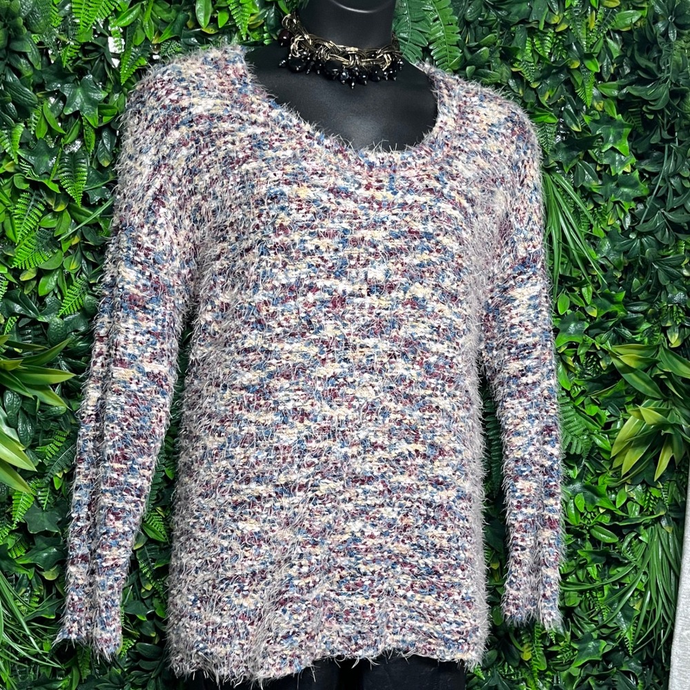 Torrid Fuzzy‎ Knit Pullover Sweater Size 1X Multicolor Long Sleeve 2885
